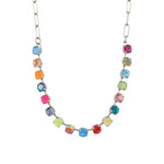 TOVA-Mini Sarina Necklace-Necklaces-Silver Plated, Watermelon Crystal-Blue Ruby Jewellery-Vancouver Canada