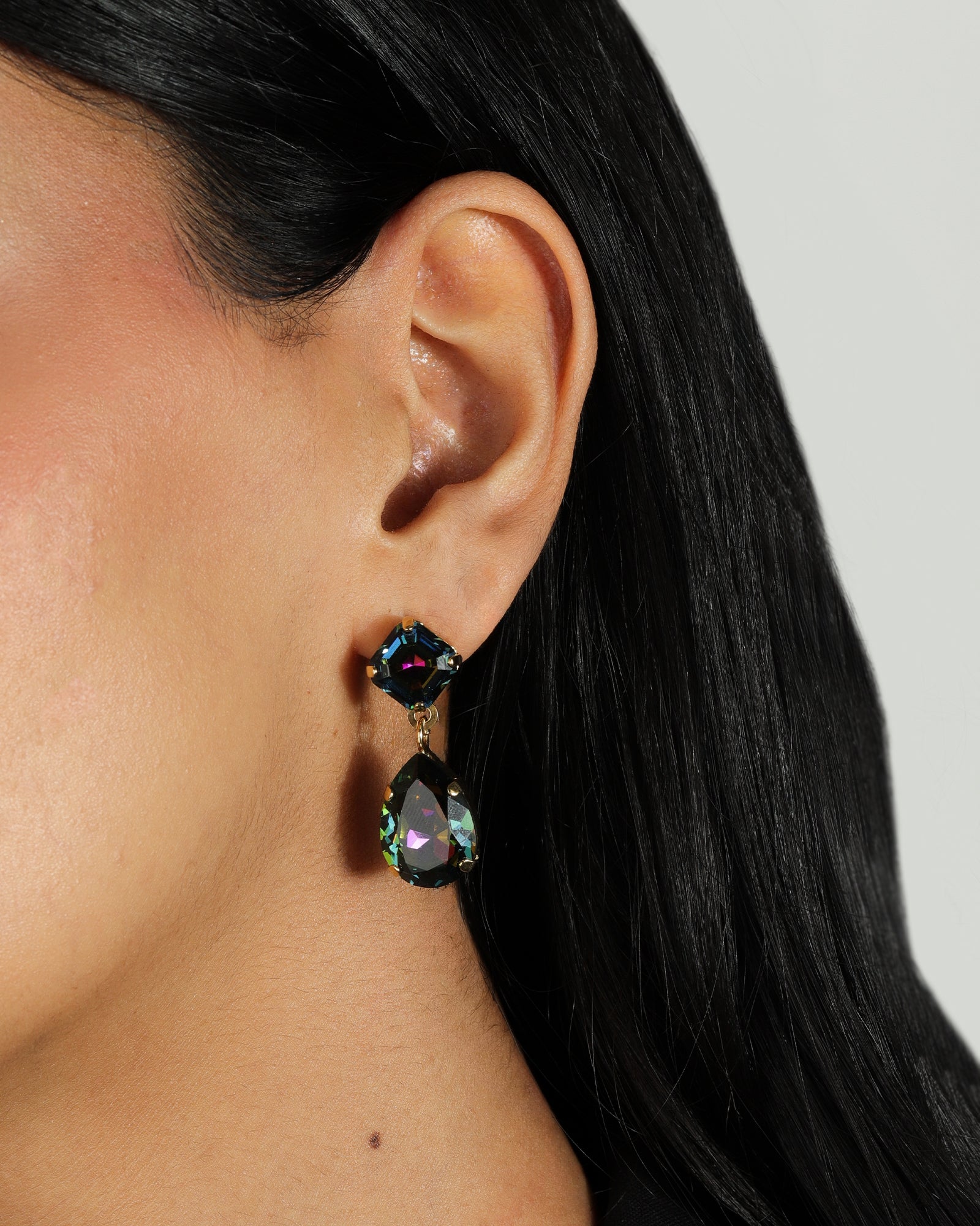 TOVA-Isabella Studs-Earrings-14k Gold Plated, Volcano Crystal-Blue Ruby Jewellery-Vancouver Canada