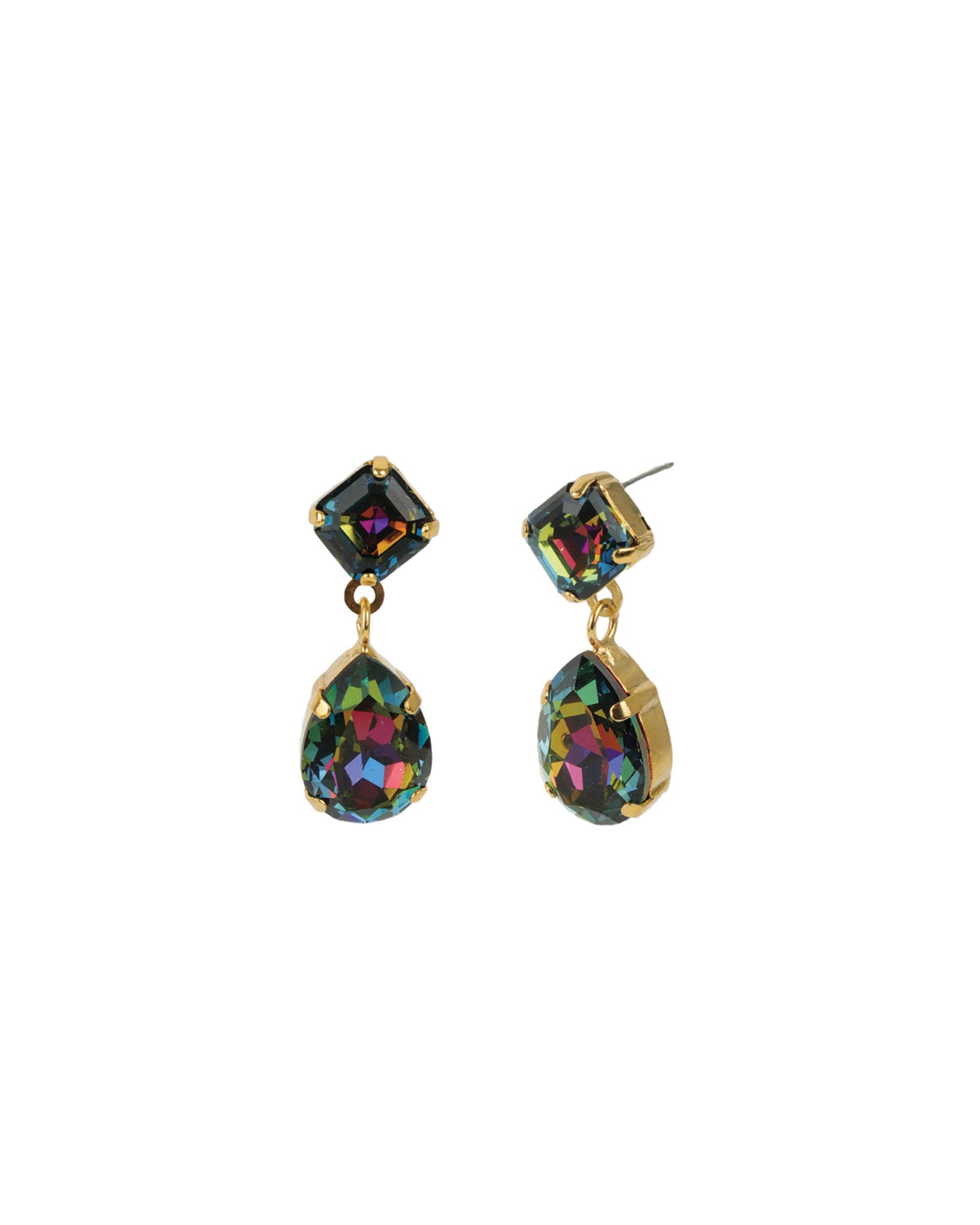 TOVA-Isabella Studs-Earrings-14k Gold Plated, Volcano Crystal-Blue Ruby Jewellery-Vancouver Canada