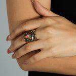 TOVA-Gerda Ring-Rings-14k Gold Plated, Aqua Verde Crystal-Blue Ruby Jewellery-Vancouver Canada
