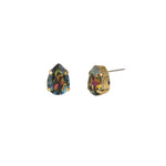 TOVA-Lumi Studs-Earrings-14k Gold Plated, Aqua Volcano Crystal-Blue Ruby Jewellery-Vancouver Canada
