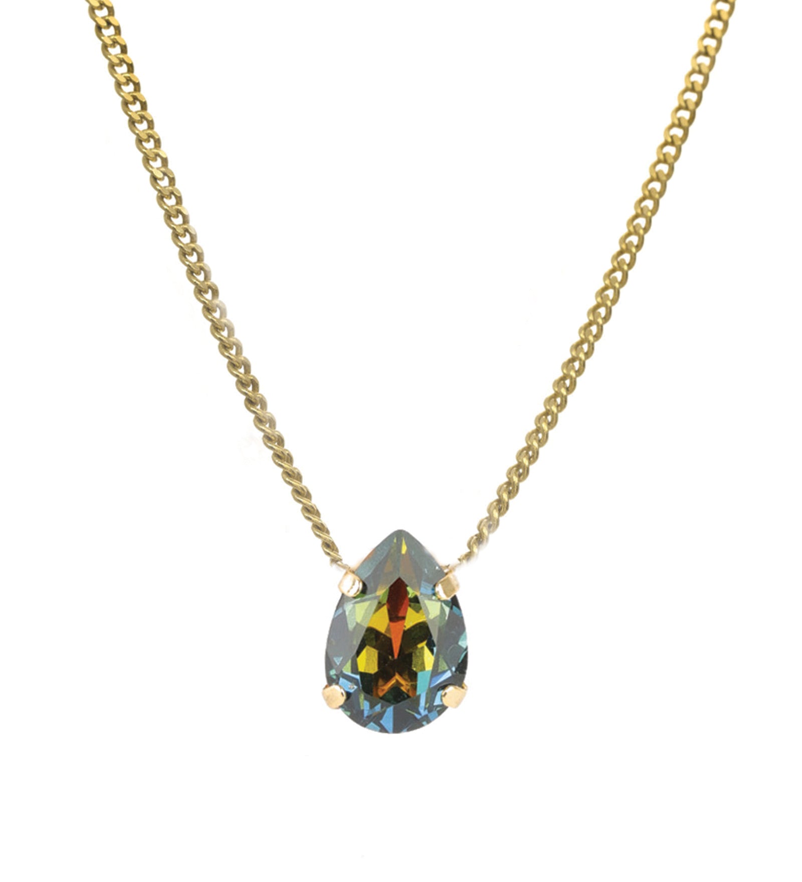 TOVA-Lumi Necklace-Necklaces-14k Gold Plated, Aqua Volcano Crystal-Blue Ruby Jewellery-Vancouver Canada