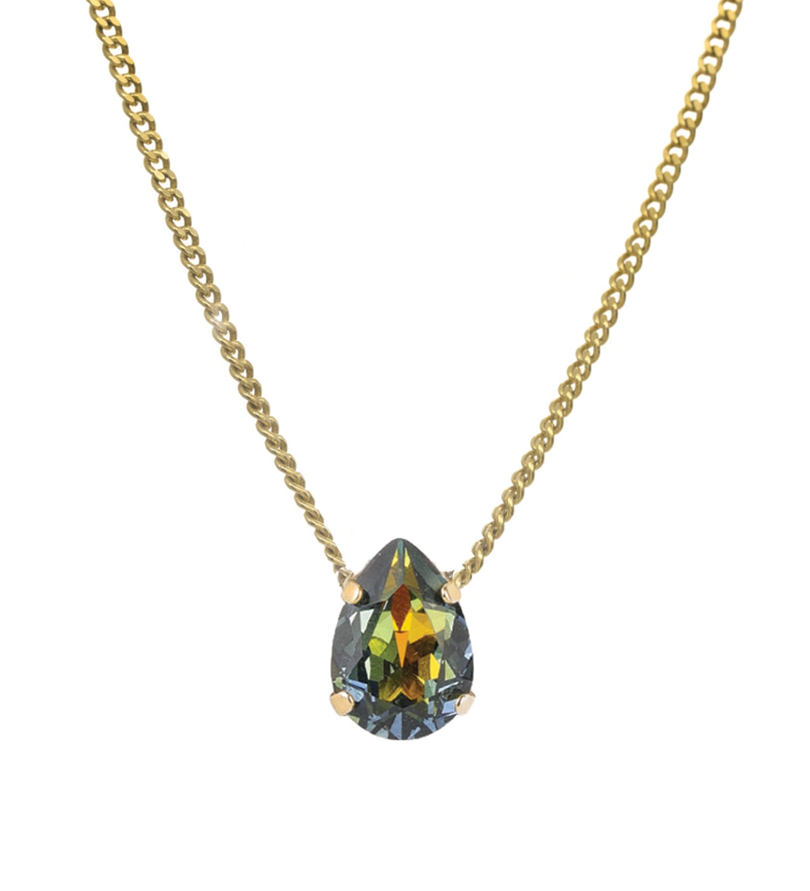TOVA-Lumi Necklace-Necklaces-14k Gold Plated, Golden Sahara Crystal-Blue Ruby Jewellery-Vancouver Canada