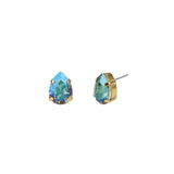 TOVA-Lumi Studs-Earrings-14k Gold Plated, Aqua Verde Crystal-Blue Ruby Jewellery-Vancouver Canada
