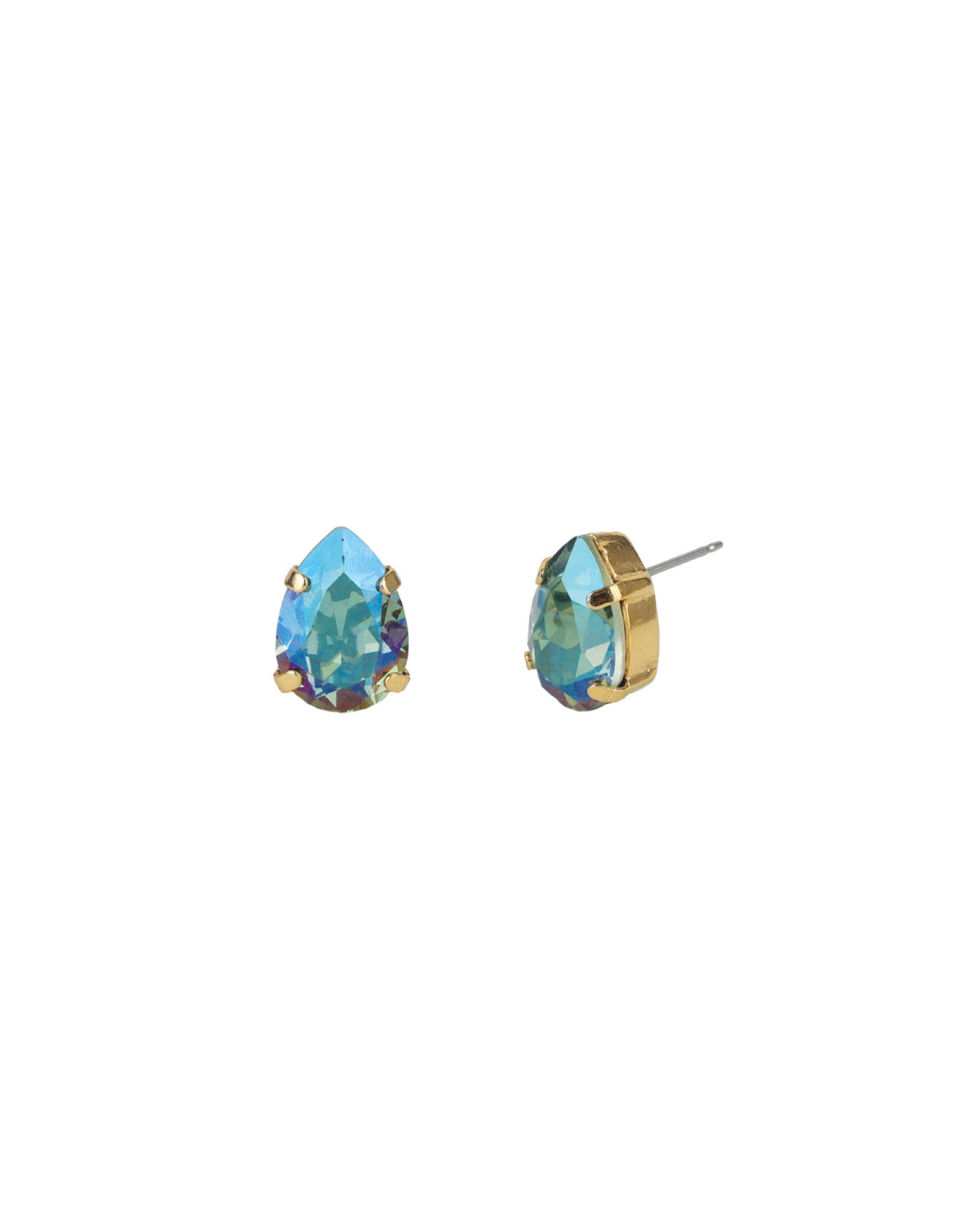 TOVA-Lumi Studs-Earrings-14k Gold Plated, Aqua Verde Crystal-Blue Ruby Jewellery-Vancouver Canada