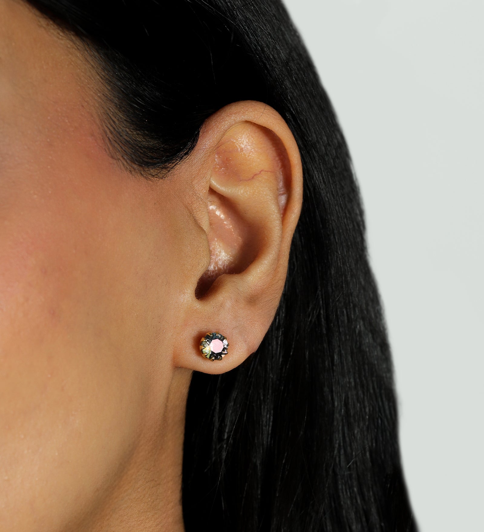 TOVA-Chrisley Studs-Earrings-14k Gold Plated, Starlight Crystal-Blue Ruby Jewellery-Vancouver Canada