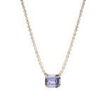 TOVA-Rhys Rectangle Necklace-Necklaces-14k Gold Plated, Tanzanite Crystal-Blue Ruby Jewellery-Vancouver Canada