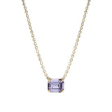 TOVA-Rhys Rectangle Necklace-Necklaces-14k Gold Plated, Tanzanite Crystal-Blue Ruby Jewellery-Vancouver Canada
