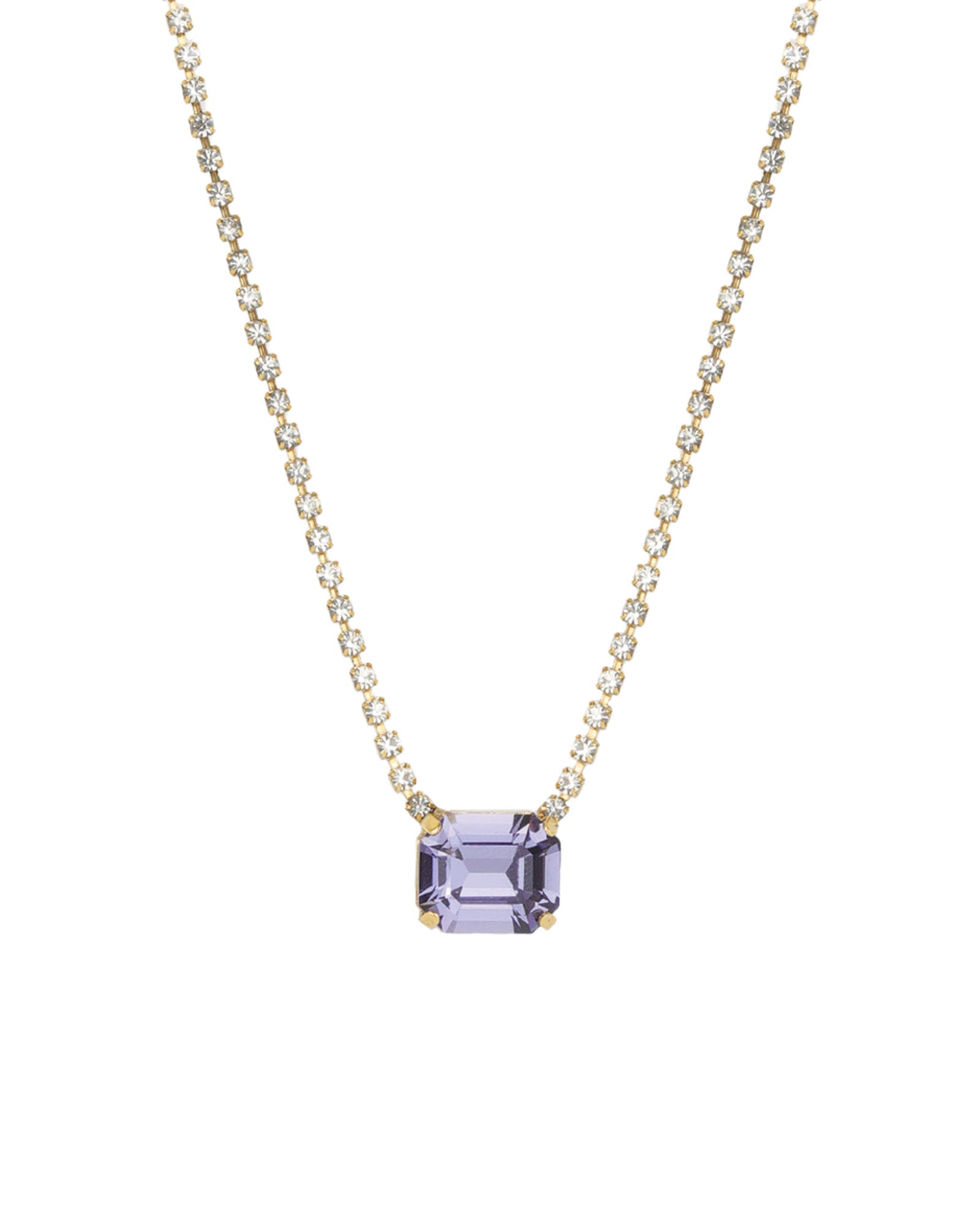 TOVA-Rhys Rectangle Necklace-Necklaces-14k Gold Plated, Tanzanite Crystal-Blue Ruby Jewellery-Vancouver Canada