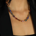 TOVA-Poppy Necklace-Necklaces-14k Gold Plated, Mixed Rainbow Crystal-Blue Ruby Jewellery-Vancouver Canada