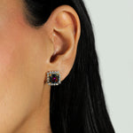 TOVA-Ford Studs-Earrings-14k Gold Plated, Aqua Volcano Crystal-Blue Ruby Jewellery-Vancouver Canada
