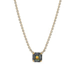TOVA-Rhys Square Necklace-Necklaces-14k Gold Plated, Golden Sahara Crystal-Blue Ruby Jewellery-Vancouver Canada