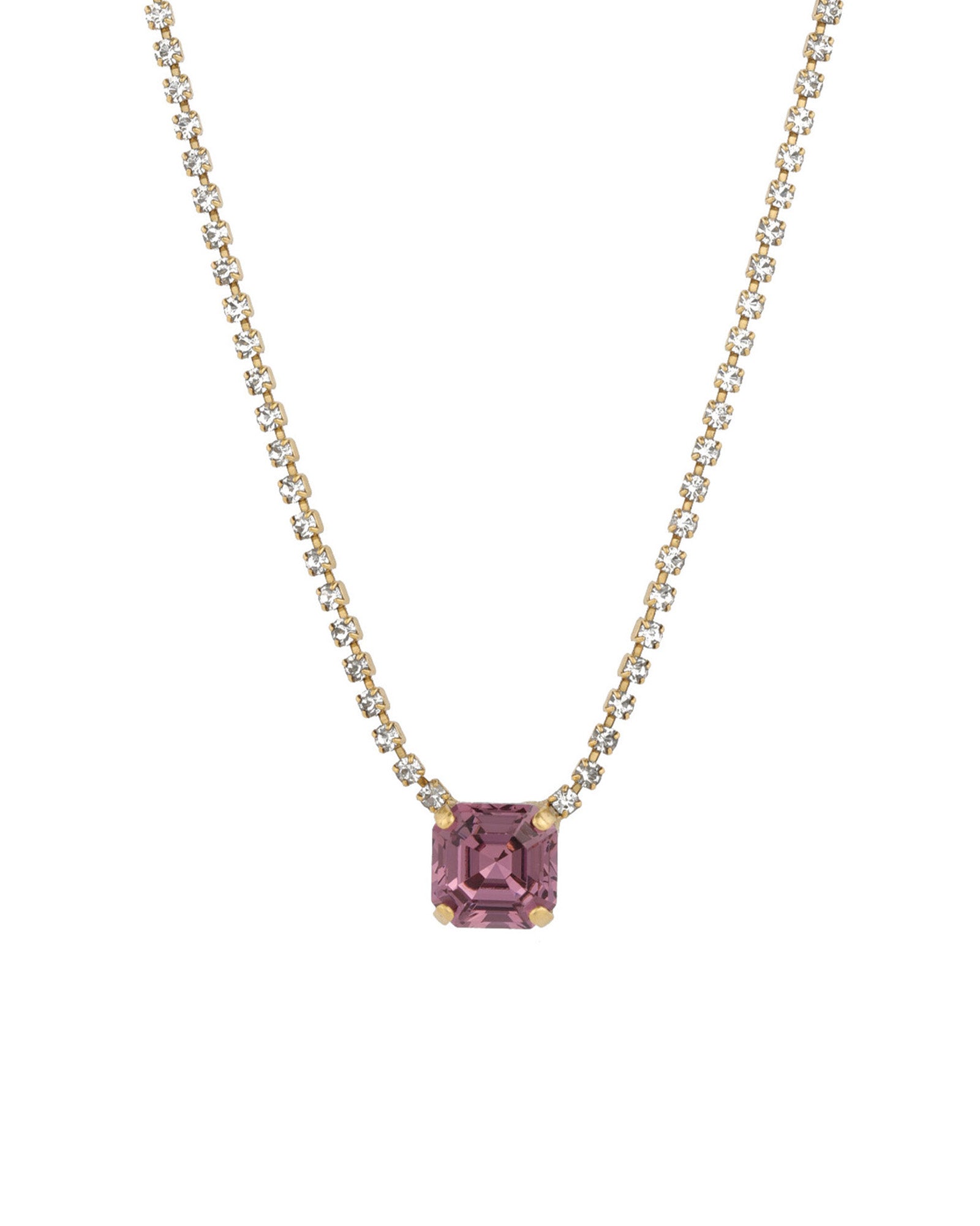 TOVA-Rhys Square Necklace-Necklaces-14k Gold Plated, Iris Crystal-Blue Ruby Jewellery-Vancouver Canada