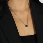 TOVA-Rhys Square Necklace-Necklaces-14k Gold Plated, Aqua Volcano Crystal-Blue Ruby Jewellery-Vancouver Canada