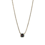 Rhys Rectangle Necklace 14k Gold Plated, Aqua Volcano Crystal
