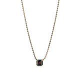 Rhys Rectangle Necklace 14k Gold Plated, Aqua Volcano Crystal