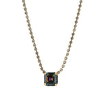 TOVA-Rhys Square Necklace-Necklaces-14k Gold Plated, Aqua Volcano Crystal-Blue Ruby Jewellery-Vancouver Canada