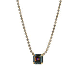 TOVA-Rhys Square Necklace-Necklaces-14k Gold Plated, Aqua Volcano Crystal-Blue Ruby Jewellery-Vancouver Canada