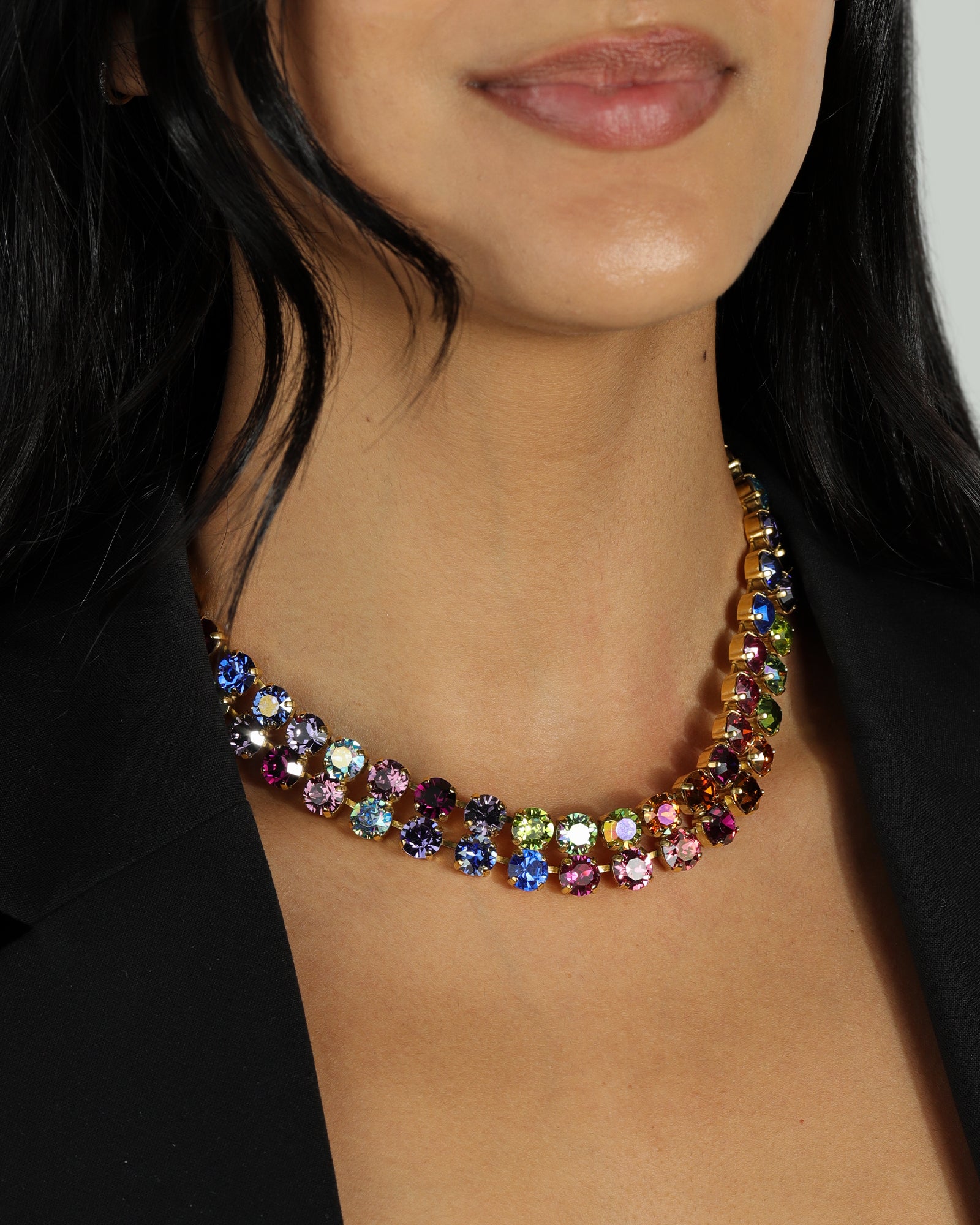 TOVA-Simone Choker-Necklaces-14k Gold Plated, Bohemian Wonderland Crystal-Blue Ruby Jewellery-Vancouver Canada