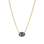 TOVA-Iza Necklace-Necklaces-14k Gold Plated, Golden Sahara Crystal-Blue Ruby Jewellery-Vancouver Canada