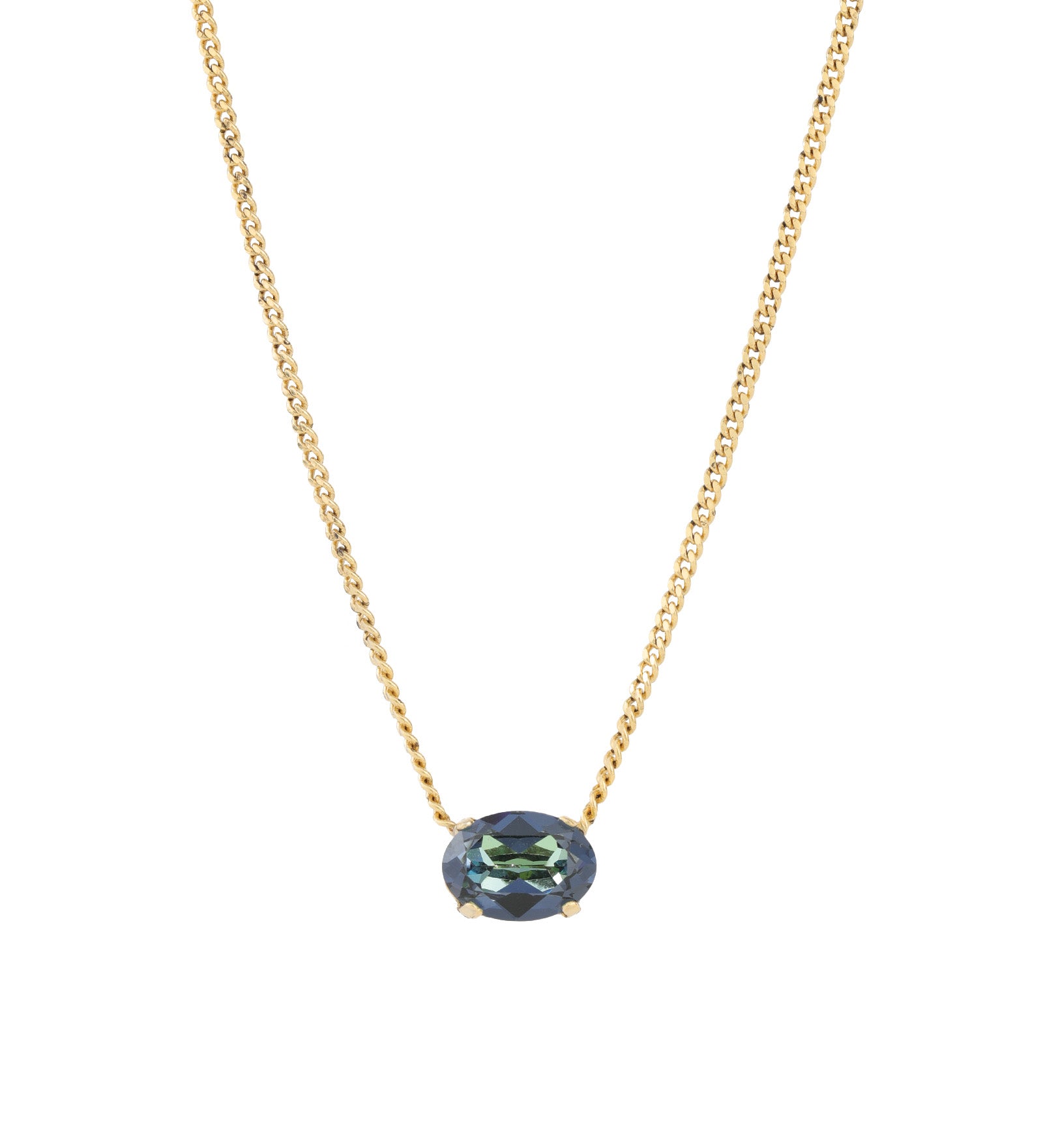 TOVA-Iza Necklace-Necklaces-14k Gold Plated, Golden Sahara Crystal-Blue Ruby Jewellery-Vancouver Canada