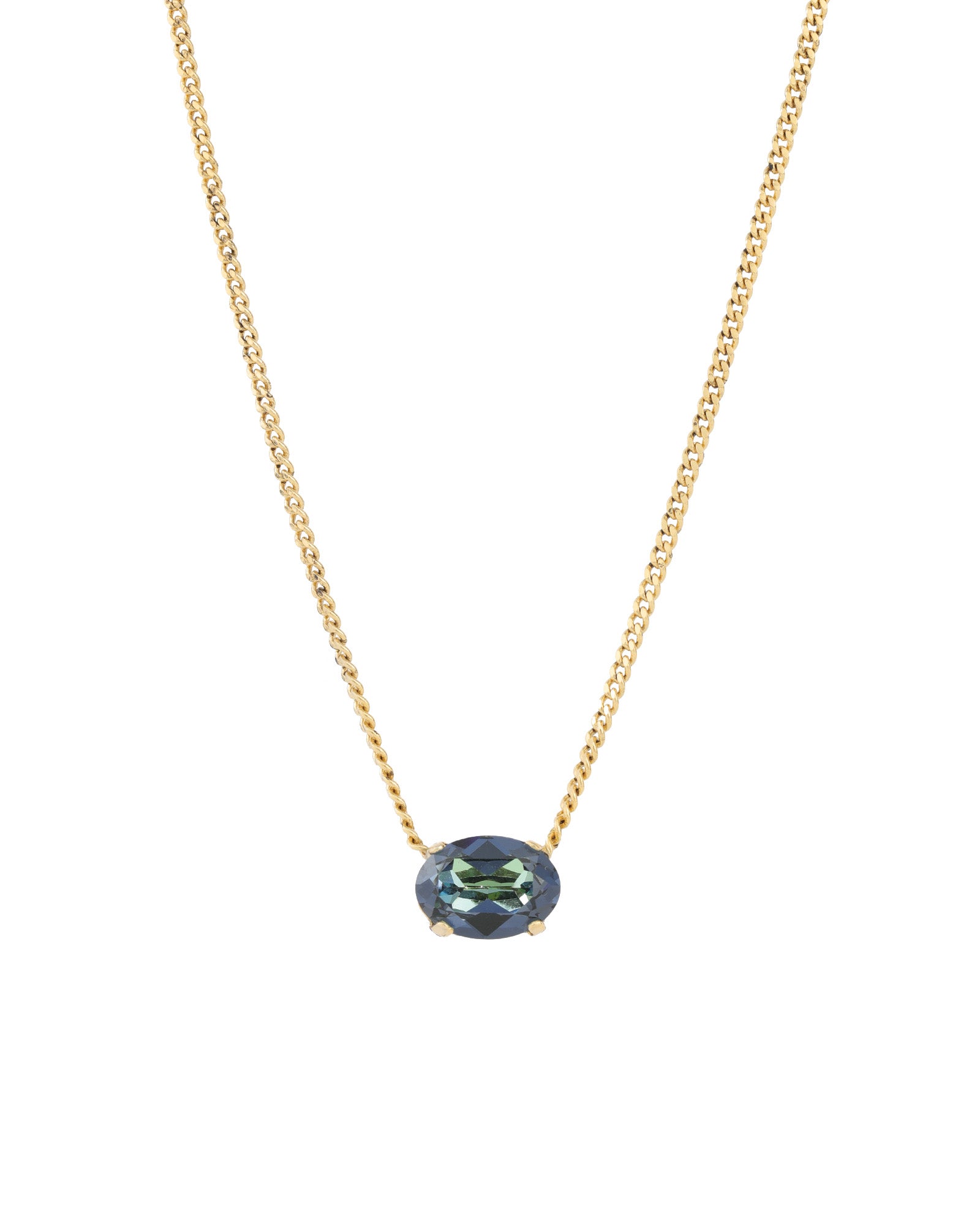 TOVA-Iza Necklace-Necklaces-14k Gold Plated, Golden Sahara Crystal-Blue Ruby Jewellery-Vancouver Canada