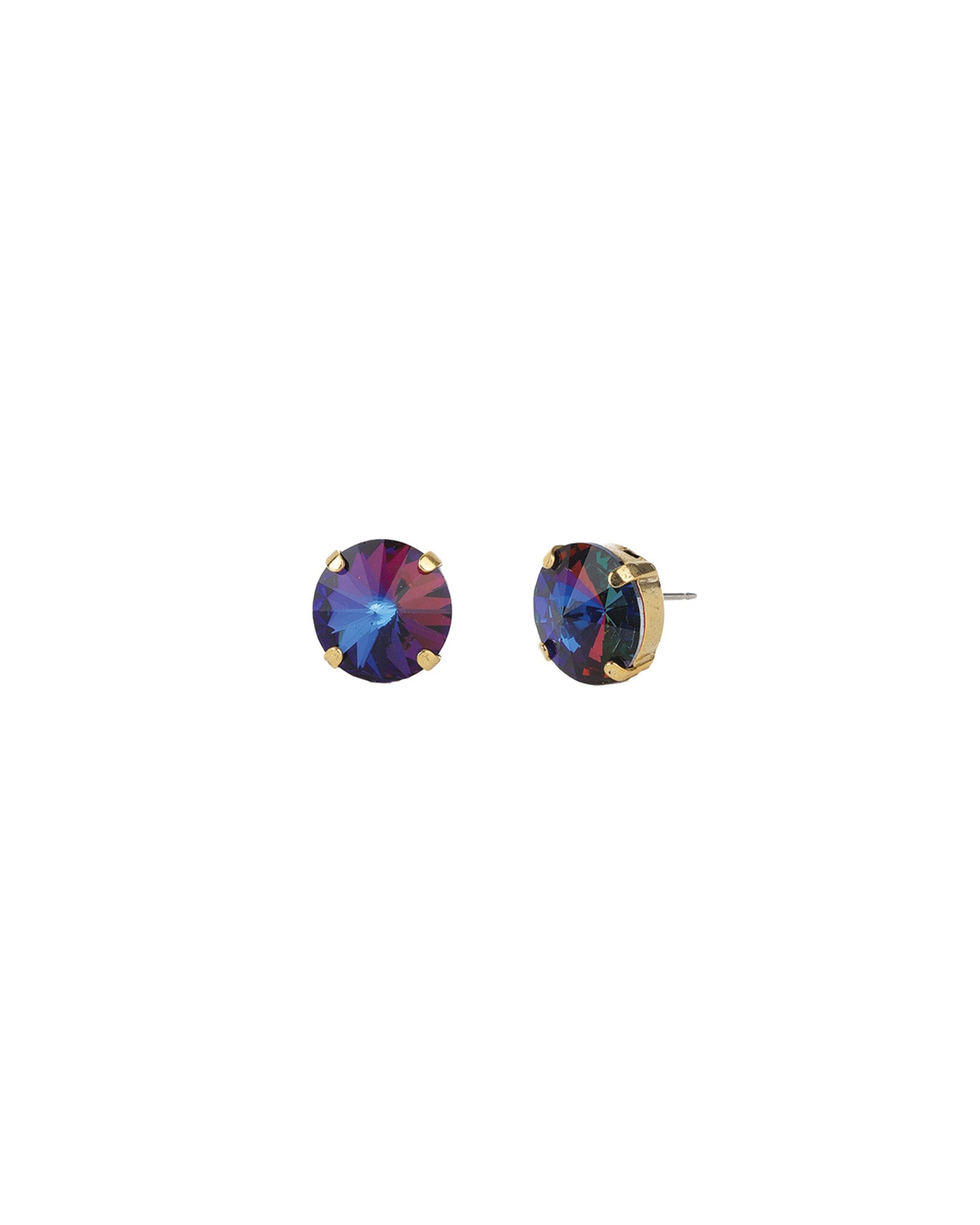 TOVA-The Basic Stud | 12mm-Earrings-14k Gold Plated, Volcano Crystal-Blue Ruby Jewellery-Vancouver Canada