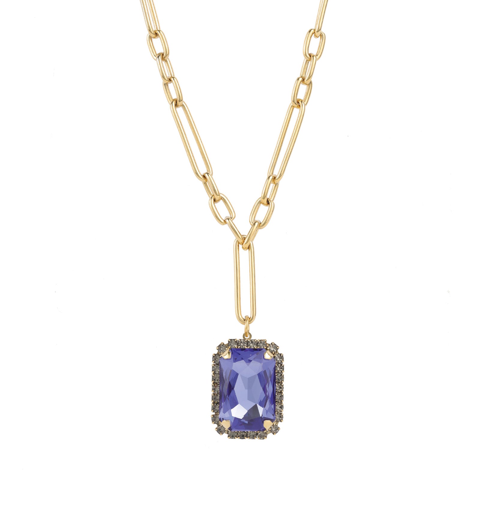TOVA-Mini Soleil Necklace-Necklaces-14k Gold Plated, Tanzanite Crystal-Blue Ruby Jewellery-Vancouver Canada