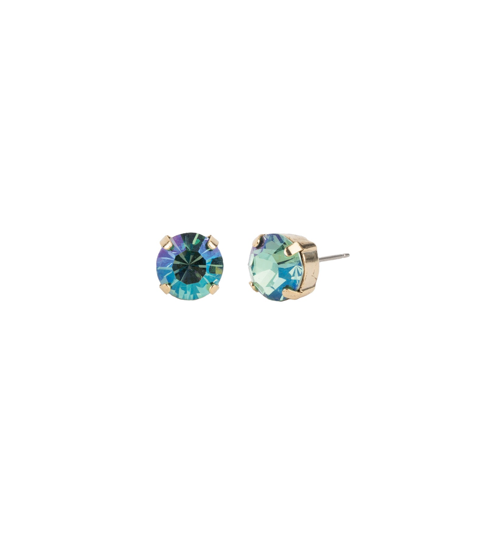 TOVA-Trentley Studs | 10mm-Earrings-14k Gold Plated, Aqua Verde Crystal-Blue Ruby Jewellery-Vancouver Canada