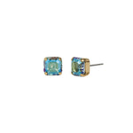 TOVA-Medium Niki Studs-Earrings-14k Gold Plated, Aqua Verde Crystal-Blue Ruby Jewellery-Vancouver Canada
