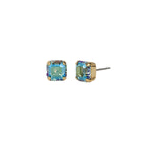 TOVA-Medium Niki Studs-Earrings-14k Gold Plated, Aqua Verde Crystal-Blue Ruby Jewellery-Vancouver Canada