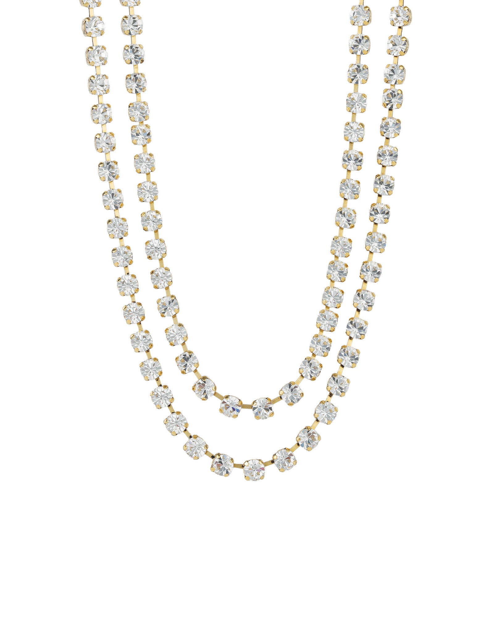 TOVA-Cathy Necklace-Necklaces-14k Gold Plated, White Crystal-14" - 18.5"-Blue Ruby Jewellery-Vancouver Canada