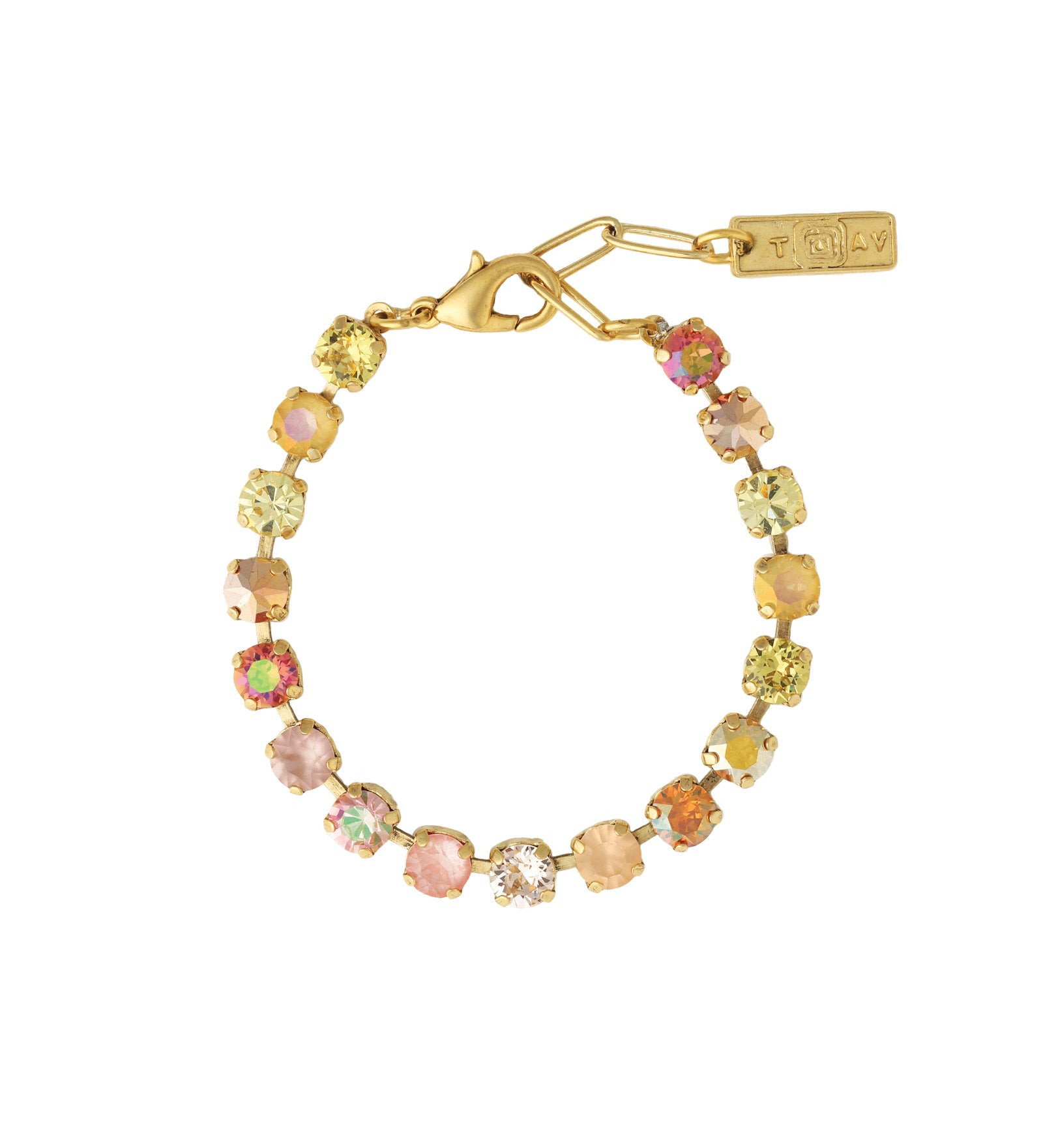 TOVA-Sarina Bracelet-Bracelets-14k Gold Plated, Candy Glam Blush Crystal-Blue Ruby Jewellery-Vancouver Canada
