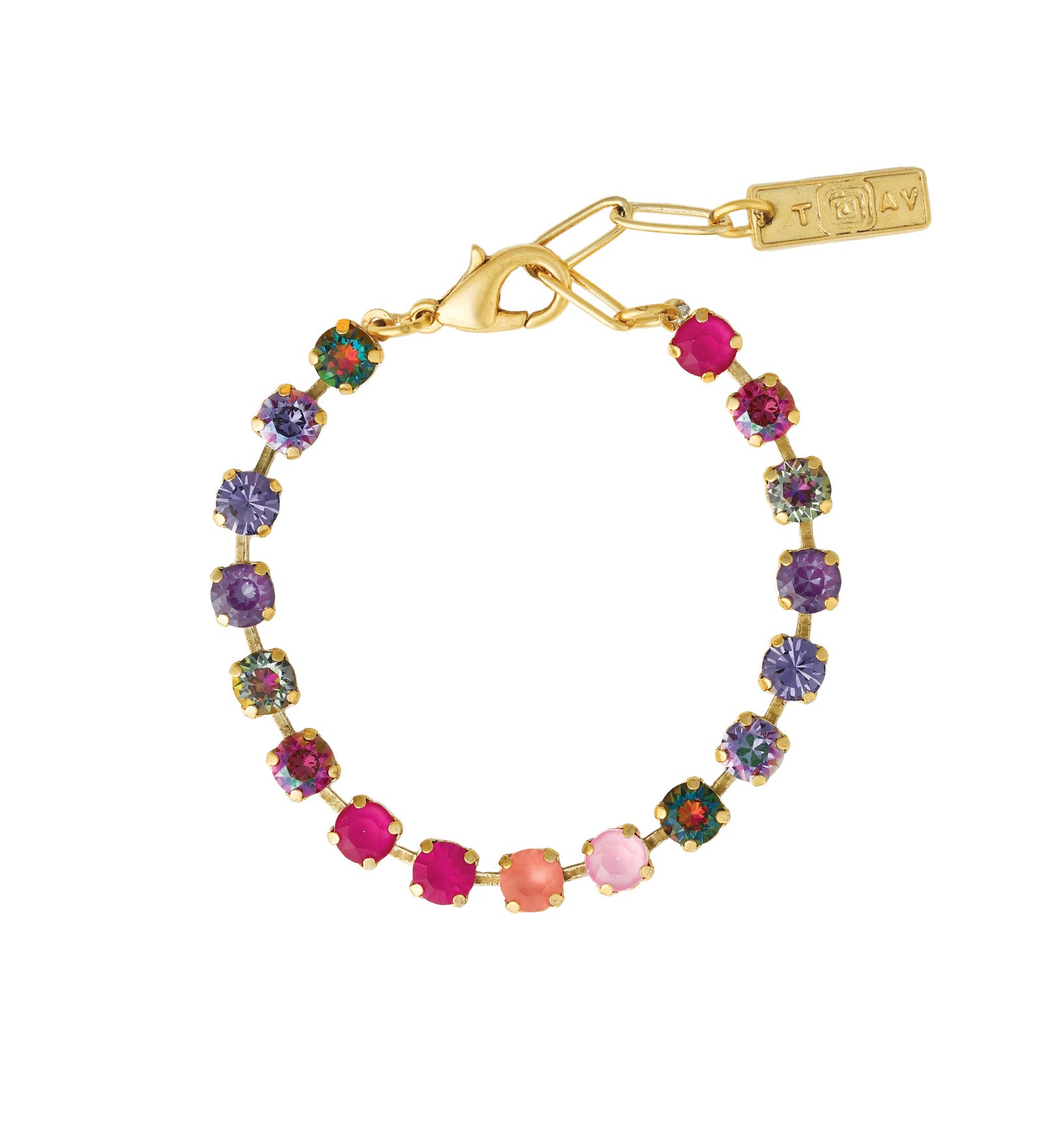 TOVA-Sarina Bracelet-Bracelets-14k Gold Plated, Candy Kisses Crystal-Blue Ruby Jewellery-Vancouver Canada
