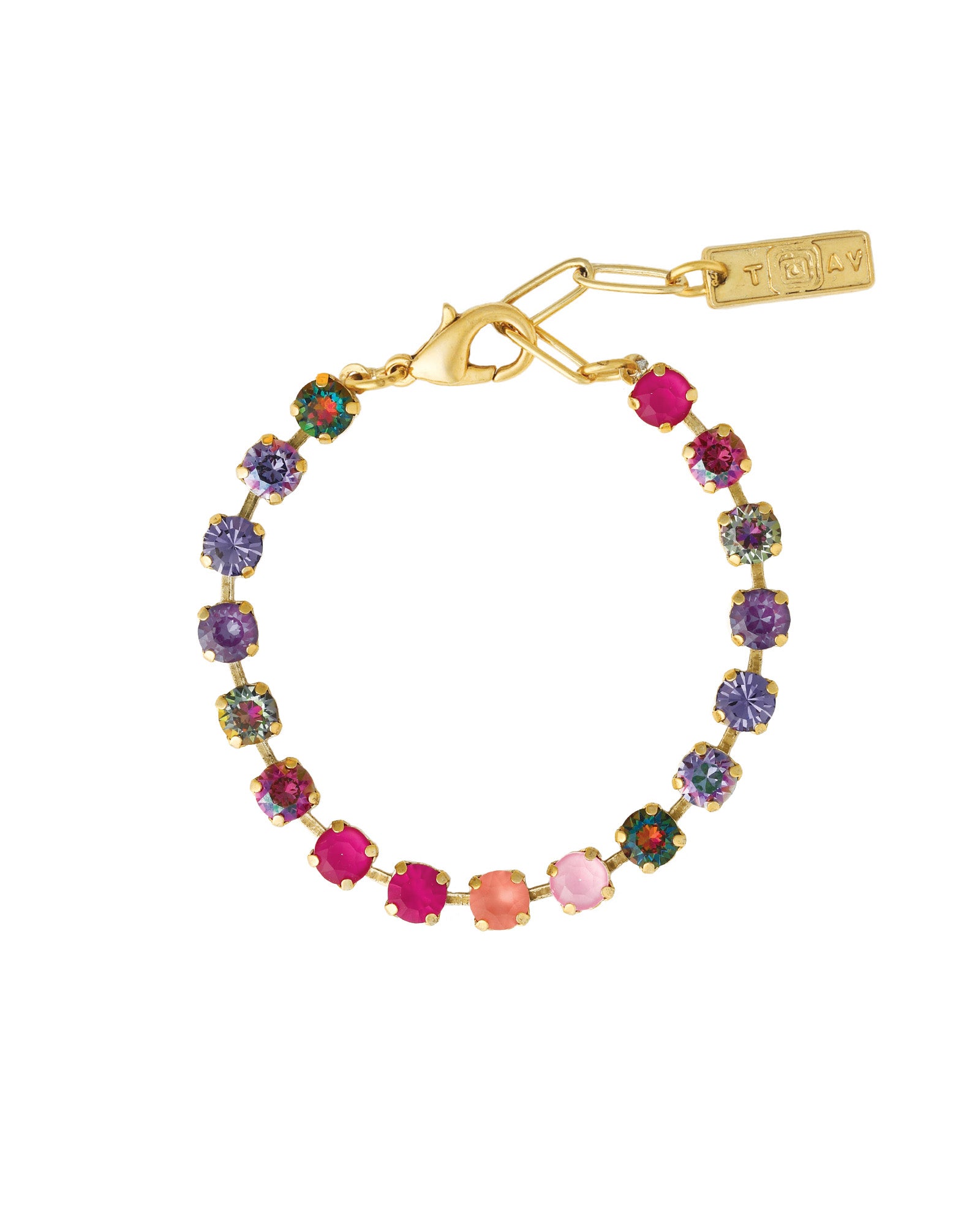 TOVA-Sarina Bracelet-Bracelets-14k Gold Plated, Candy Kisses Crystal-Blue Ruby Jewellery-Vancouver Canada