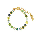 TOVA-Sarina Bracelet-Bracelets-14k Gold Plated, Green Mix Crystal-Blue Ruby Jewellery-Vancouver Canada