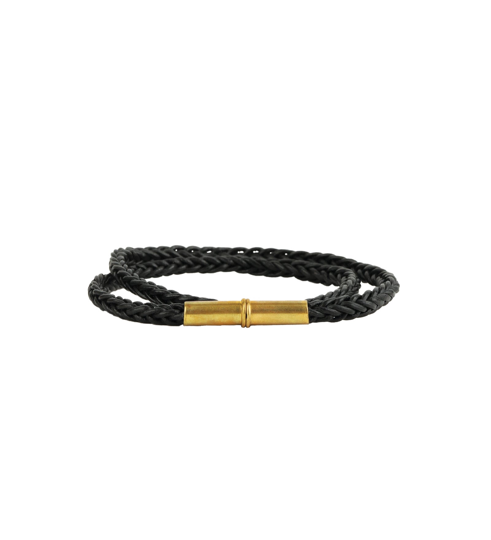 Tres Cuervos-Flint Braided Bracelet-Bracelets-Brass, Black-MED-Blue Ruby Jewellery-Vancouver Canada