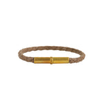 Tres Cuervos-Flint Single Waxed Canvas Bracelet-Bracelets-Brass, Brown-MED-Blue Ruby Jewellery-Vancouver Canada