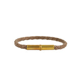 Tres Cuervos-Flint Single Waxed Canvas Bracelet-Bracelets-Brass, Brown-MED-Blue Ruby Jewellery-Vancouver Canada