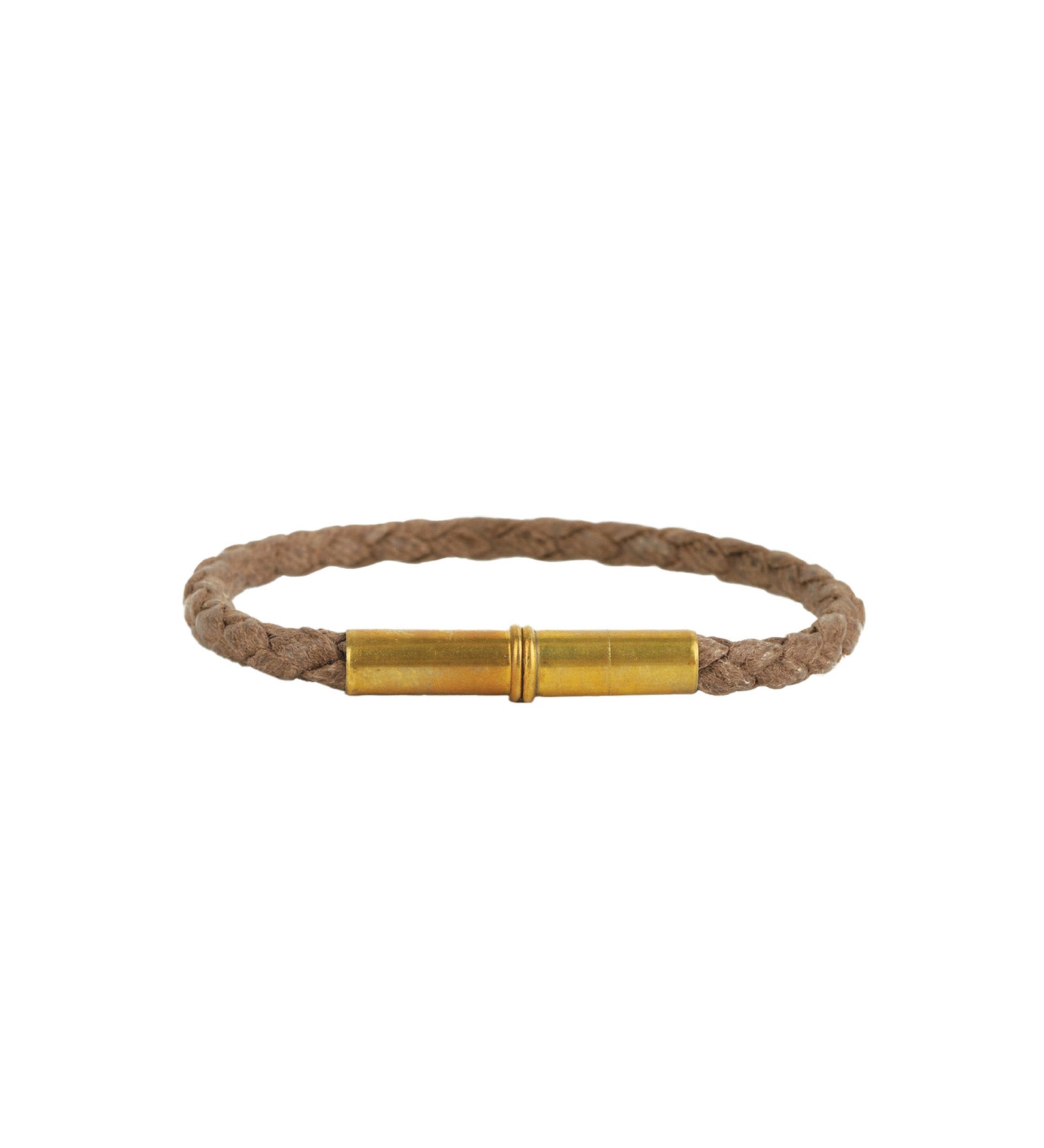 Tres Cuervos-Flint Single Waxed Canvas Bracelet-Bracelets-Brass, Brown-MED-Blue Ruby Jewellery-Vancouver Canada