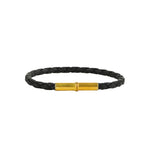 Tres Cuervos-Flint Single Waxed Canvas Bracelet-Bracelets-Brass, Black-MED-Blue Ruby Jewellery-Vancouver Canada