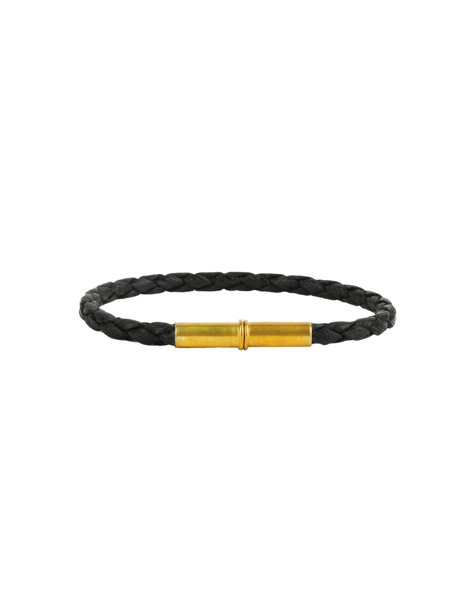 Tres Cuervos-Flint Single Waxed Canvas Bracelet-Bracelets-Brass, Black-MED-Blue Ruby Jewellery-Vancouver Canada