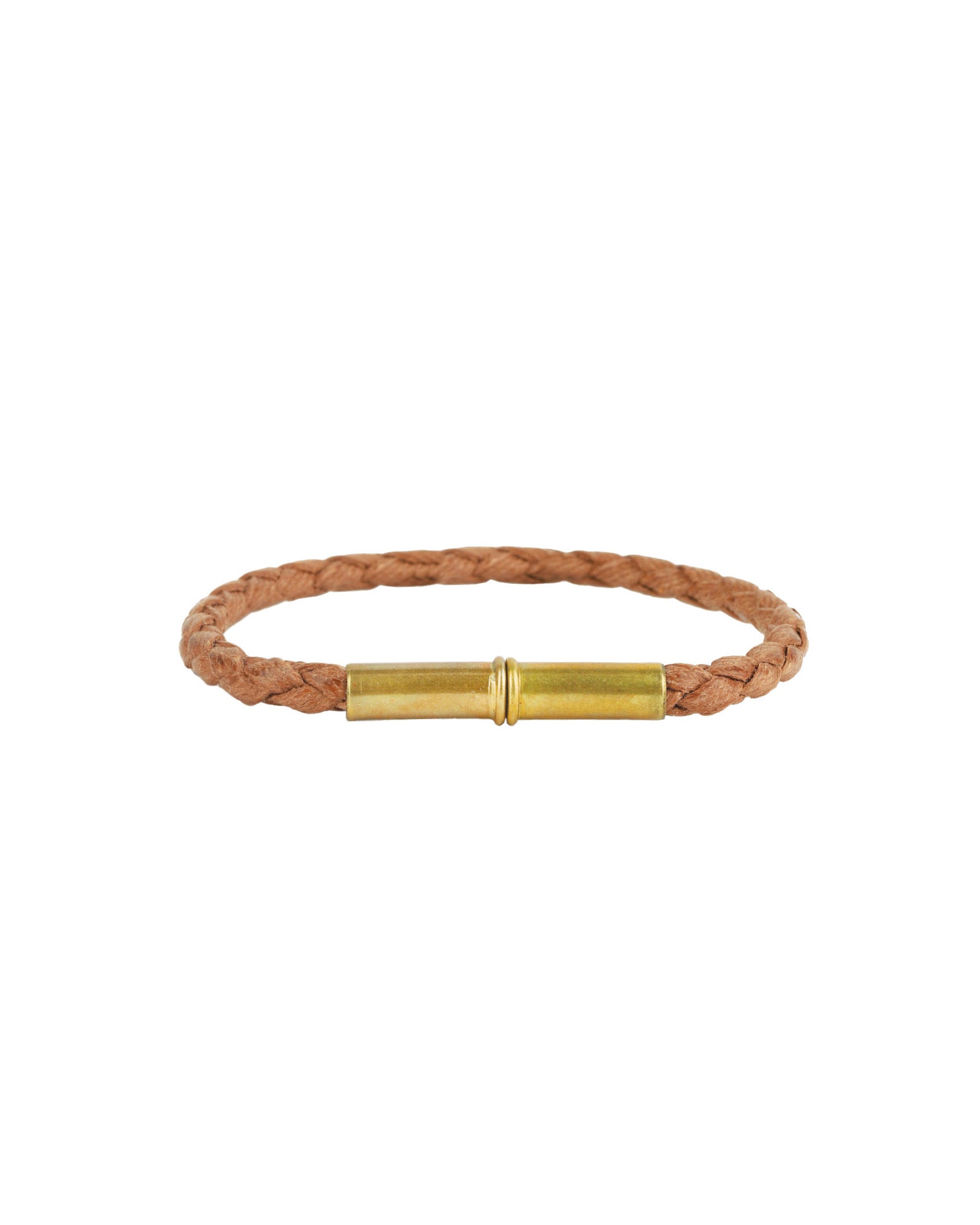Tres Cuervos-Flint Single Waxed Canvas Bracelet-Bracelets-Brass, Tan-MED-Blue Ruby Jewellery-Vancouver Canada