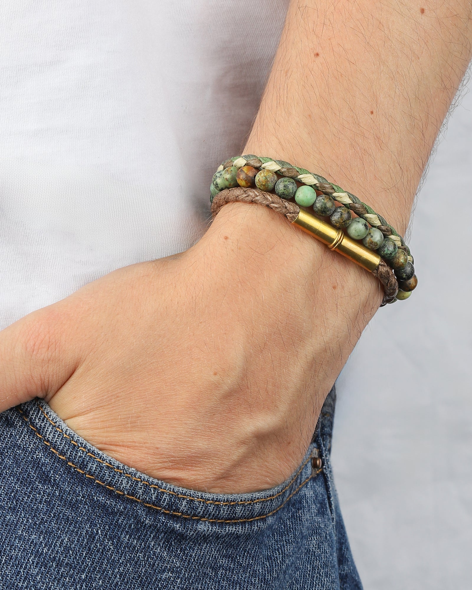 Tres Cuervos-Flint Single Waxed Canvas Bracelet-Bracelets-Blue Ruby Jewellery-Vancouver Canada