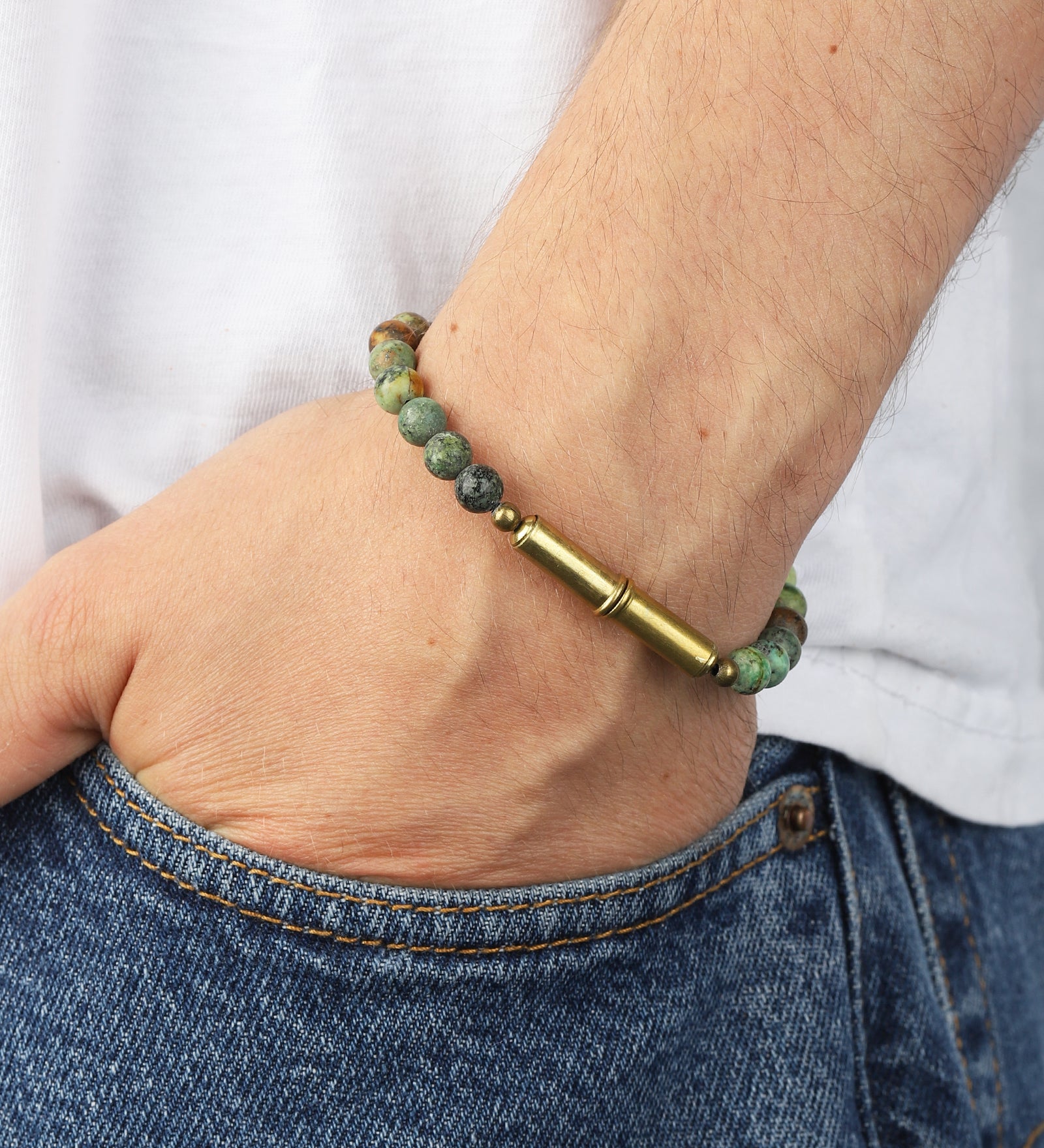 Tres Cuervos-Flint Beaded Single Bracelet-Bracelets-Blue Ruby Jewellery-Vancouver Canada
