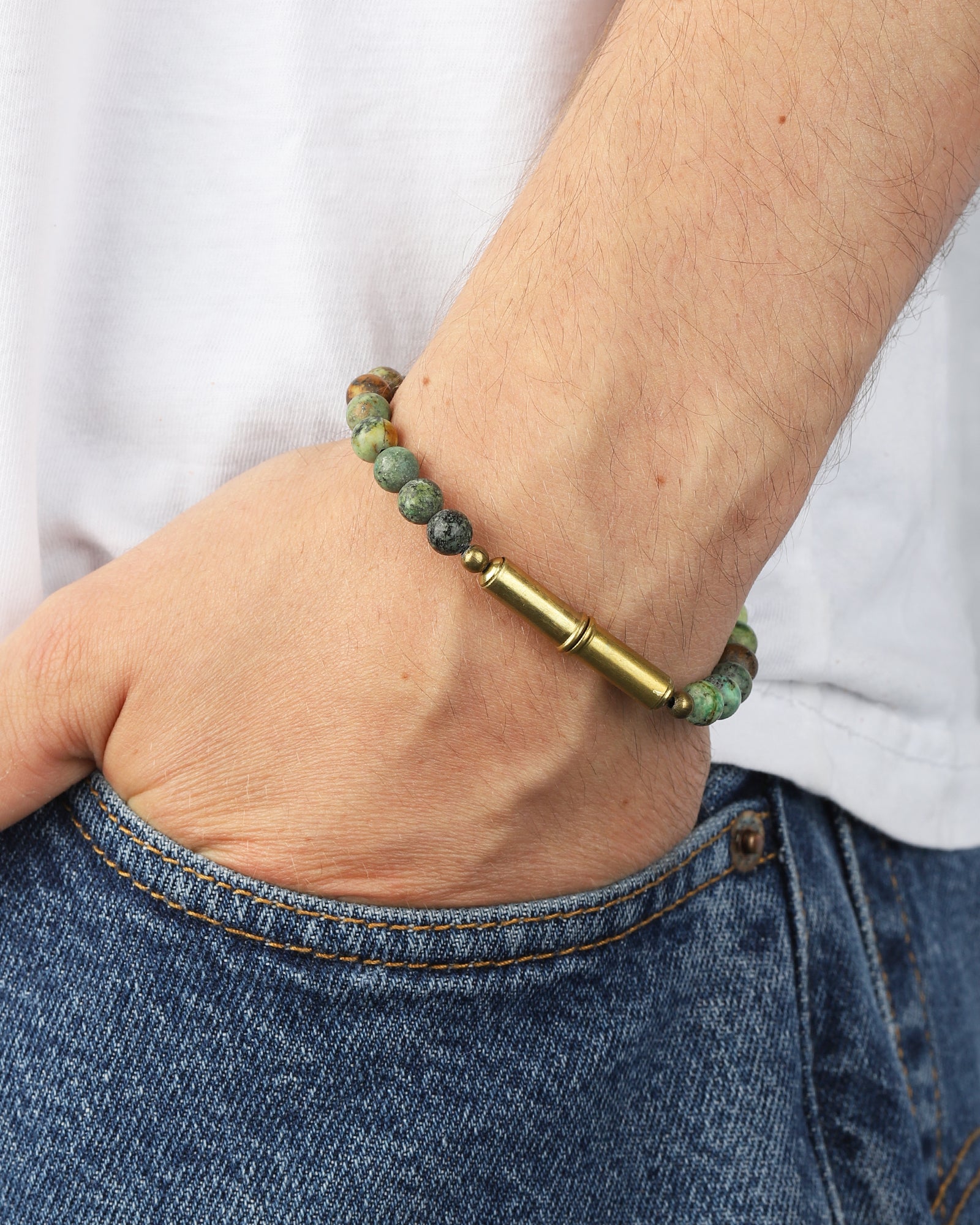 Tres Cuervos-Flint Beaded Single Bracelet-Bracelets-Blue Ruby Jewellery-Vancouver Canada