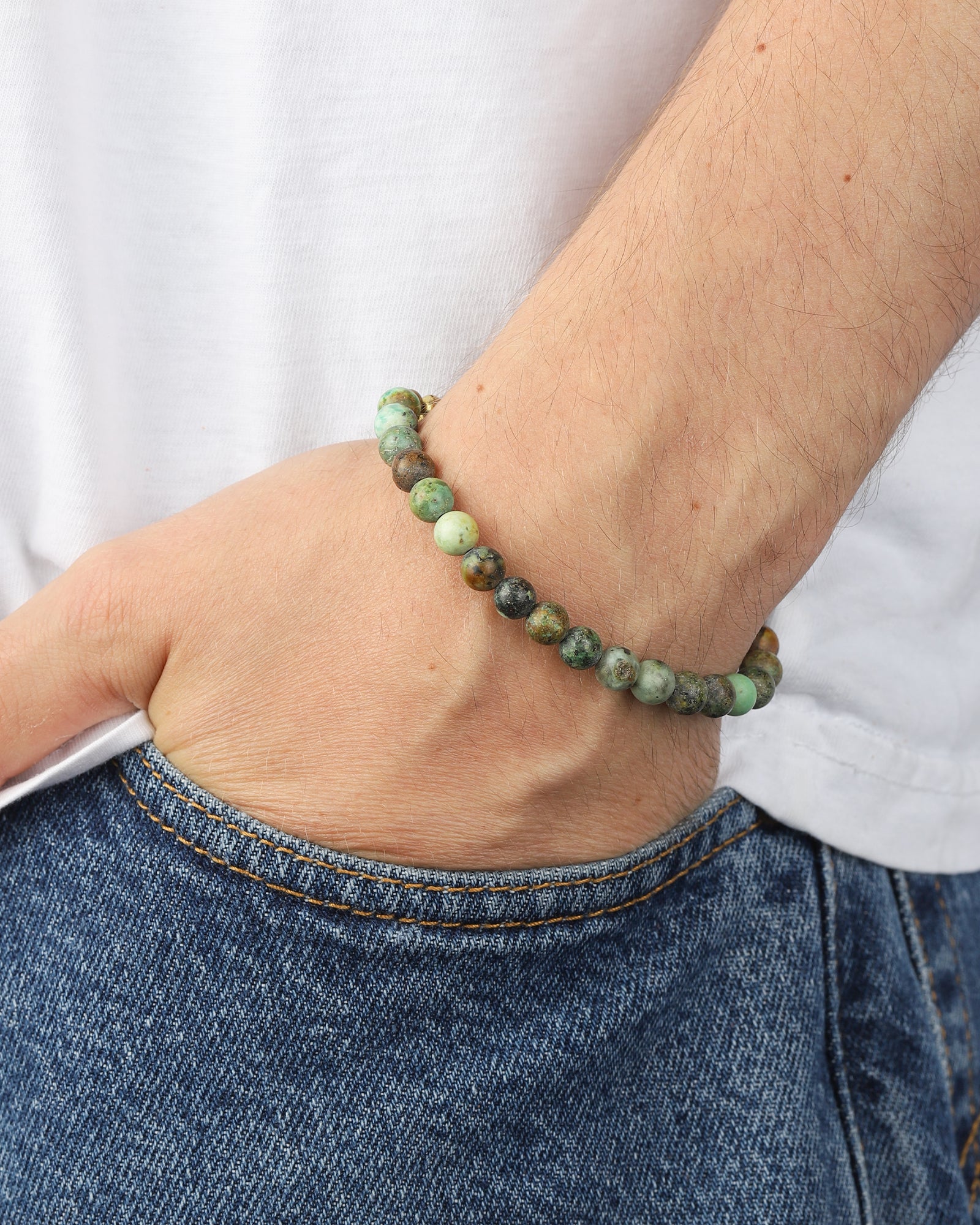 Tres Cuervos-Flint Beaded Single Bracelet-Bracelets-Blue Ruby Jewellery-Vancouver Canada