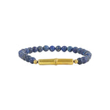 Tres Cuervos-Flint Beaded Single Bracelet-Bracelets-Brass, Lapis-MED-Blue Ruby Jewellery-Vancouver Canada