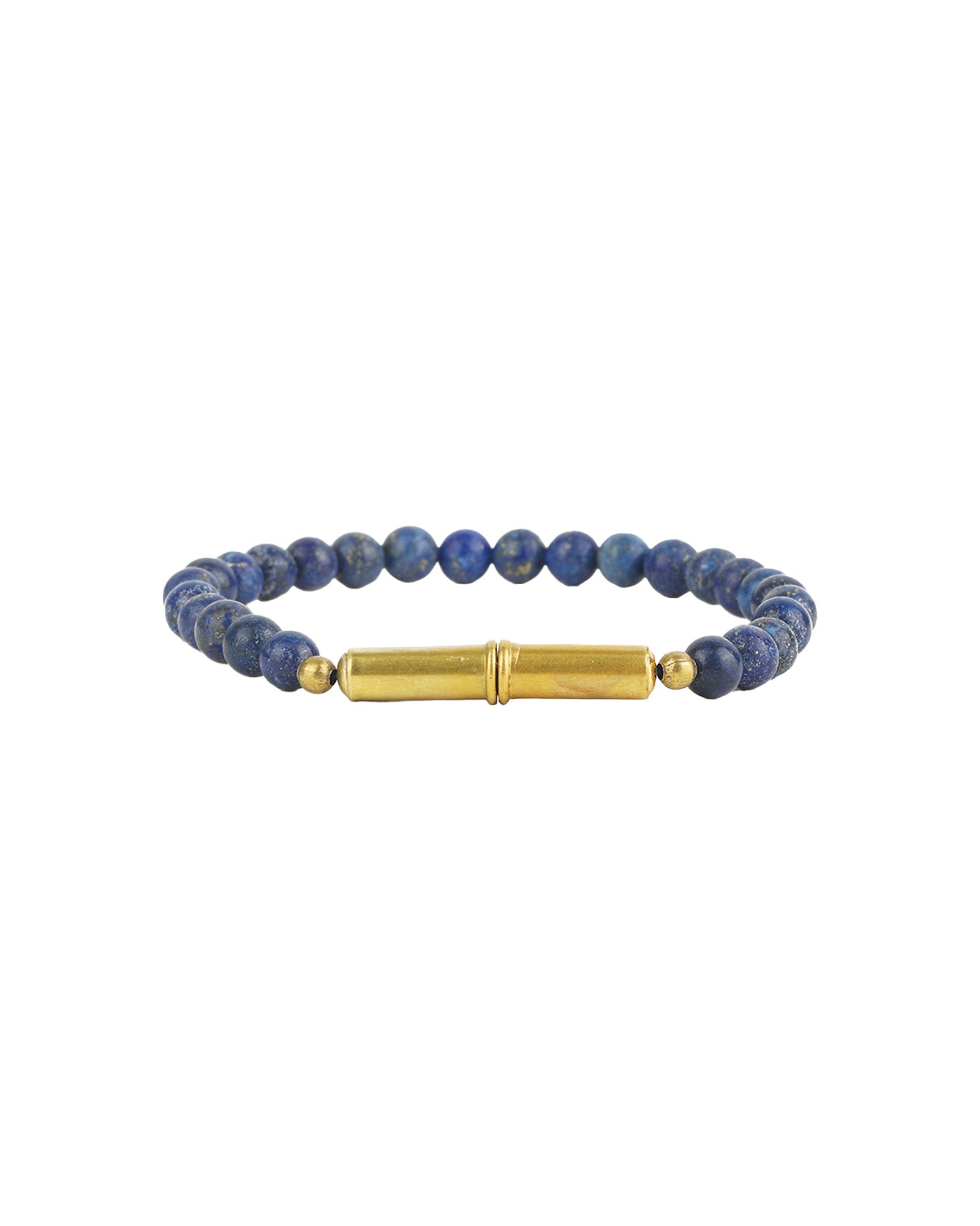 Tres Cuervos-Flint Beaded Single Bracelet-Bracelets-Brass, Lapis-MED-Blue Ruby Jewellery-Vancouver Canada