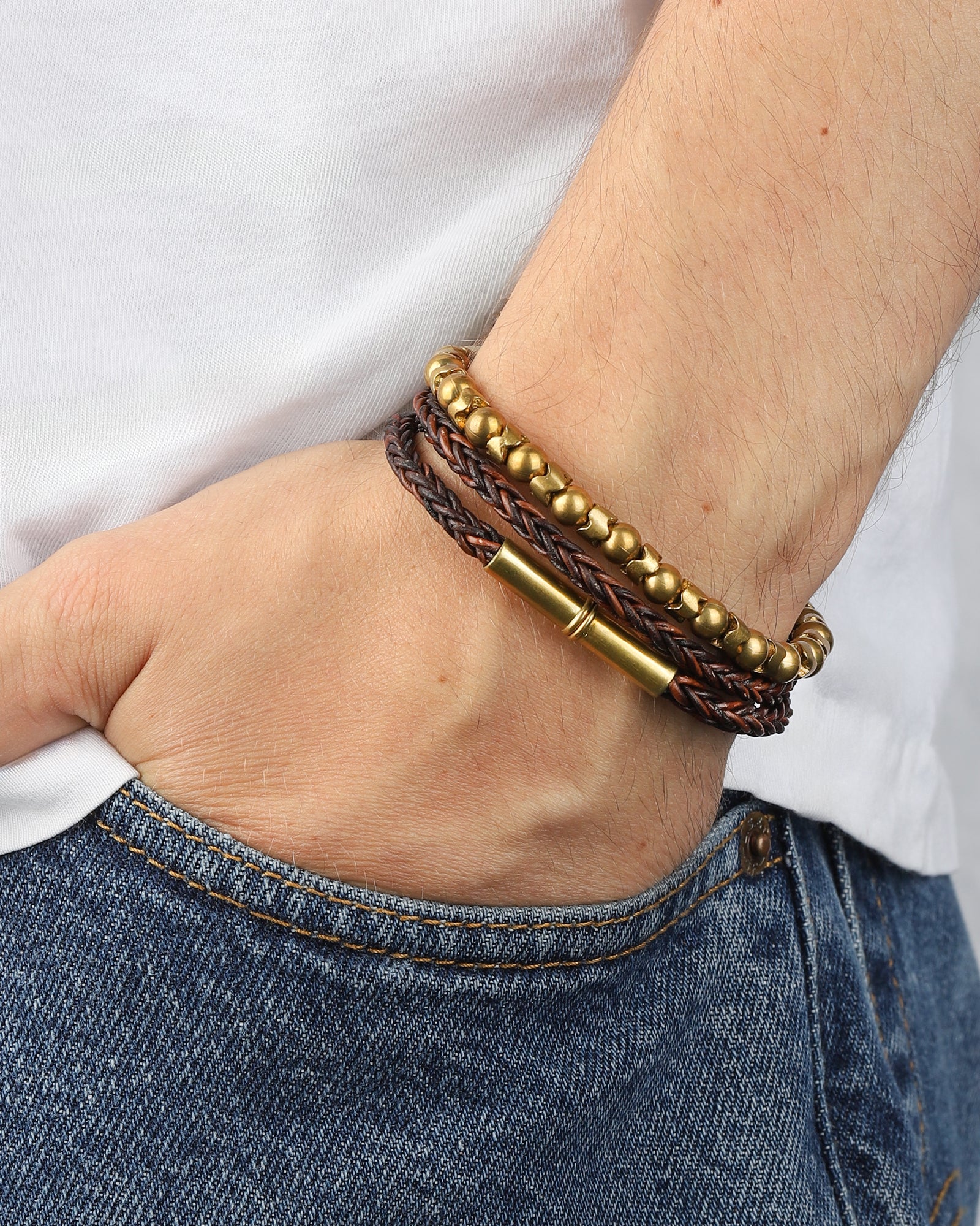 Tres Cuervos-Flint Beaded Single Snake Bracelet-Bracelets-Blue Ruby Jewellery-Vancouver Canada